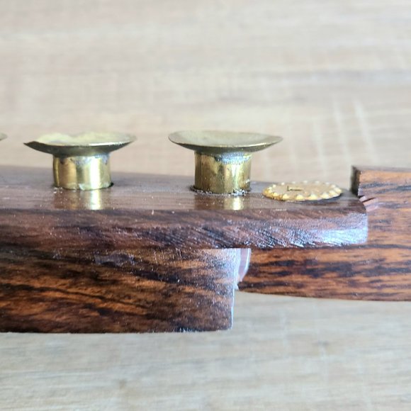 Vintage wooden and brass gondola boat Viking ship shape candleholder. - Picture 10 of 10